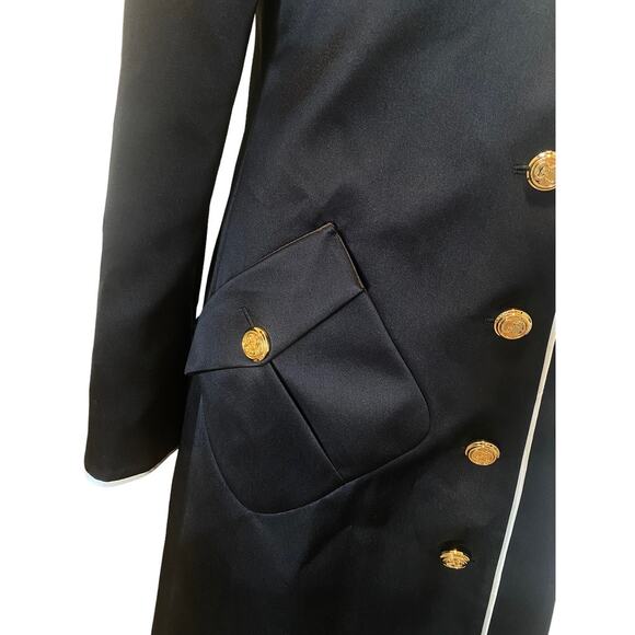 Gucci Piped-trim Single-breasted Silk Button Coat Long Jacket In Black IT 40 - Picture 12 of 15